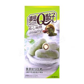  TAIWAN DESSERT - Mochi Roll Green Tea 150g 宝岛Q点子 - 卷心麻糬 (抹茶红豆牛奶)150g